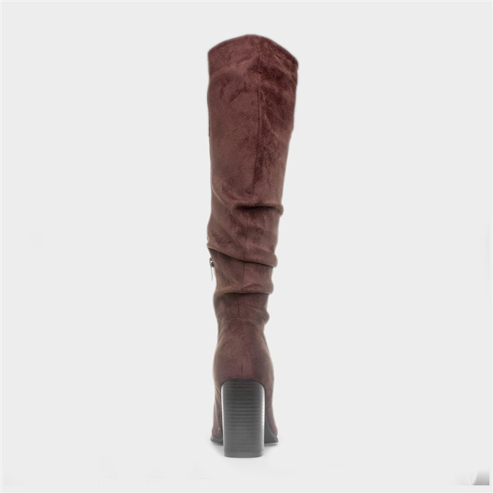 Myka Womens Brown Knee High Heeled Boot