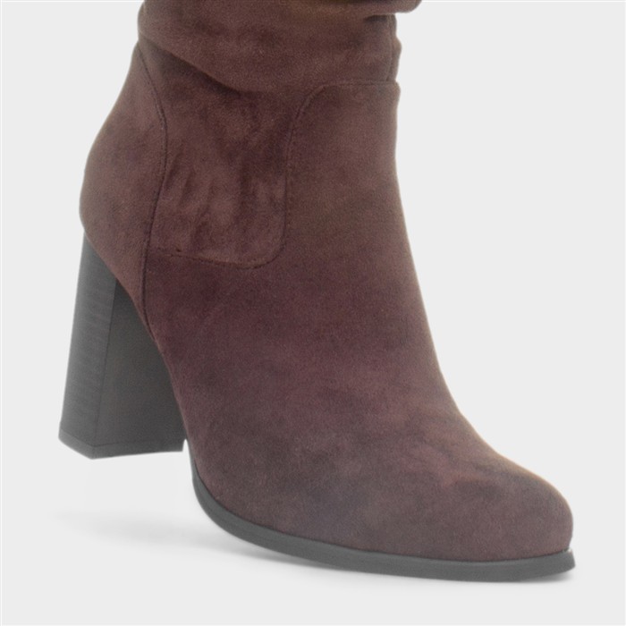 Myka Womens Brown Knee High Heeled Boot