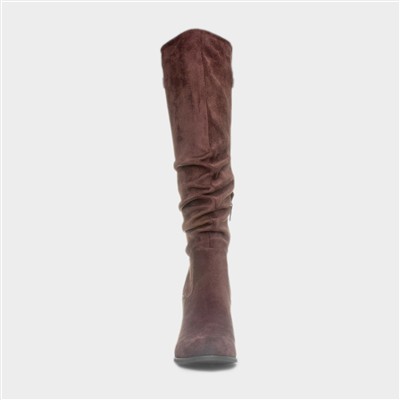 Myka Womens Brown Knee High Heeled Boot