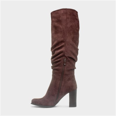 Myka Womens Brown Knee High Heeled Boot