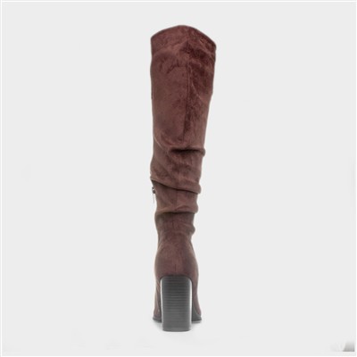 Myka Womens Brown Knee High Heeled Boot