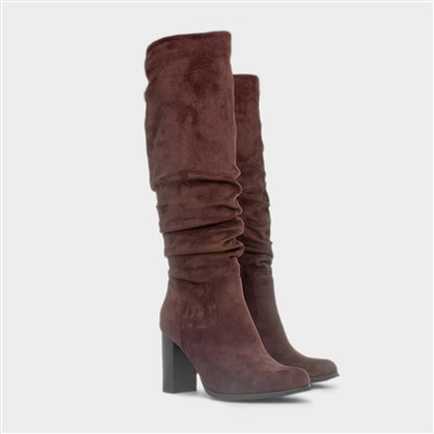 Myka Womens Brown Knee High Heeled Boot