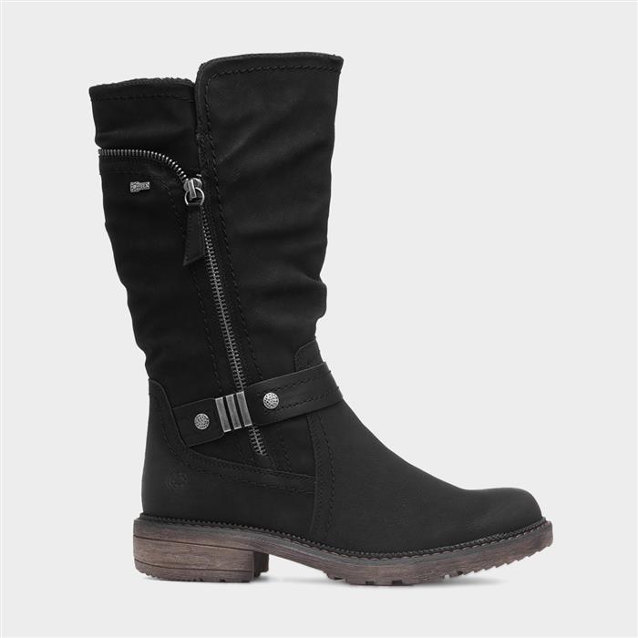 Zaria Womens Black Zip Up Calf Boot