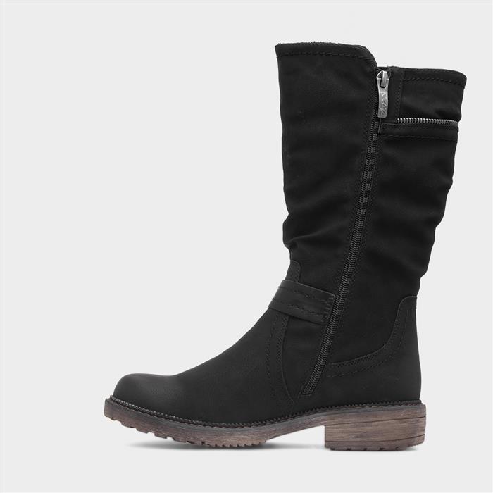 Zaria Womens Black Zip Up Calf Boot