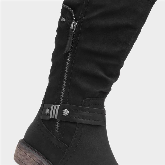 Zaria Womens Black Zip Up Calf Boot