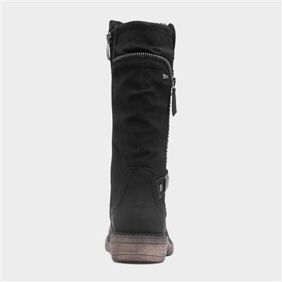 Zaria Womens Black Zip Up Calf Boot