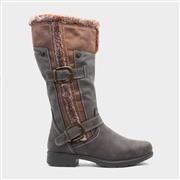 Lilley Womens Brown Faux Fur Casual Calf Boot (Click For Details)
