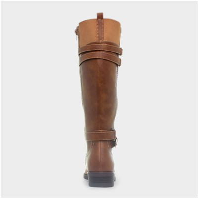 Womens Tan Buckle Knee High Boot