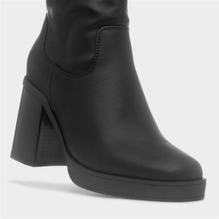 Tabitha Womens Black Knee High Heeled Boot