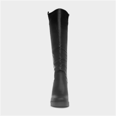 Tabitha Womens Black Knee High Heeled Boot