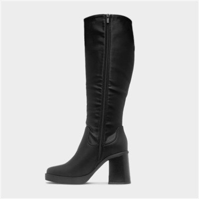 Tabitha Womens Black Knee High Heeled Boot