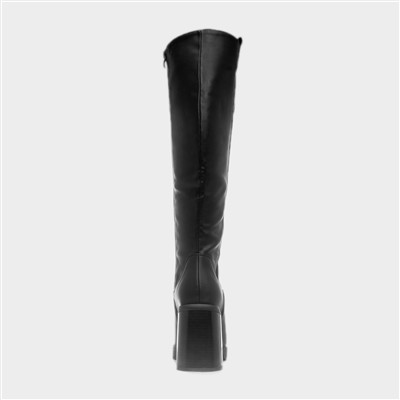 Tabitha Womens Black Knee High Heeled Boot