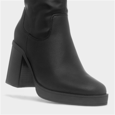 Tabitha Womens Black Knee High Heeled Boot