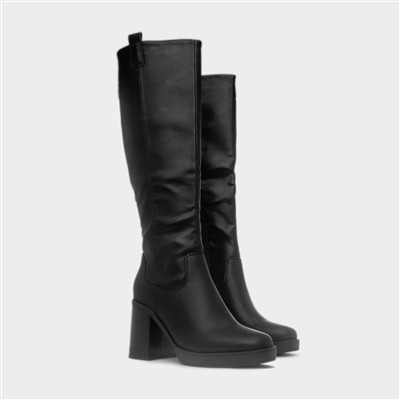 Tabitha Womens Black Knee High Heeled Boot