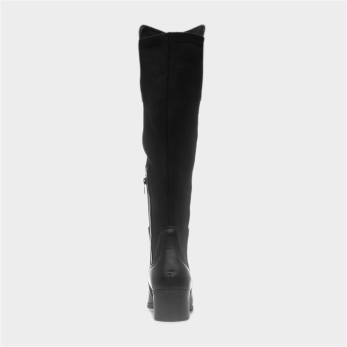 Womens Black Knee High Wide Fit Boot