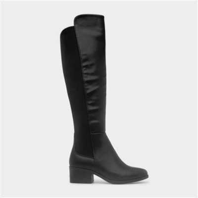 Womens Black Knee High Wide Fit Boot