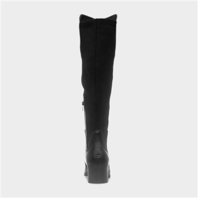 Womens Black Knee High Wide Fit Boot