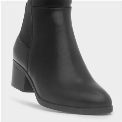 Womens Black Knee High Wide Fit Boot
