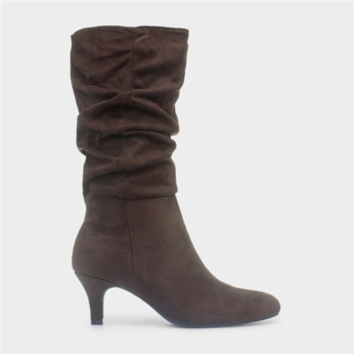 Womens Chocolate Brown Zip Up Slouch Boot