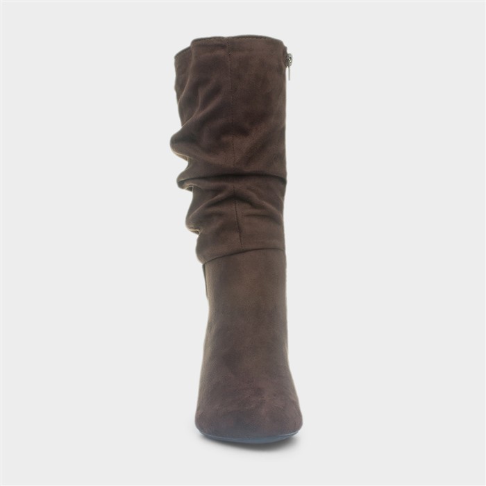 Womens Chocolate Brown Zip Up Slouch Boot