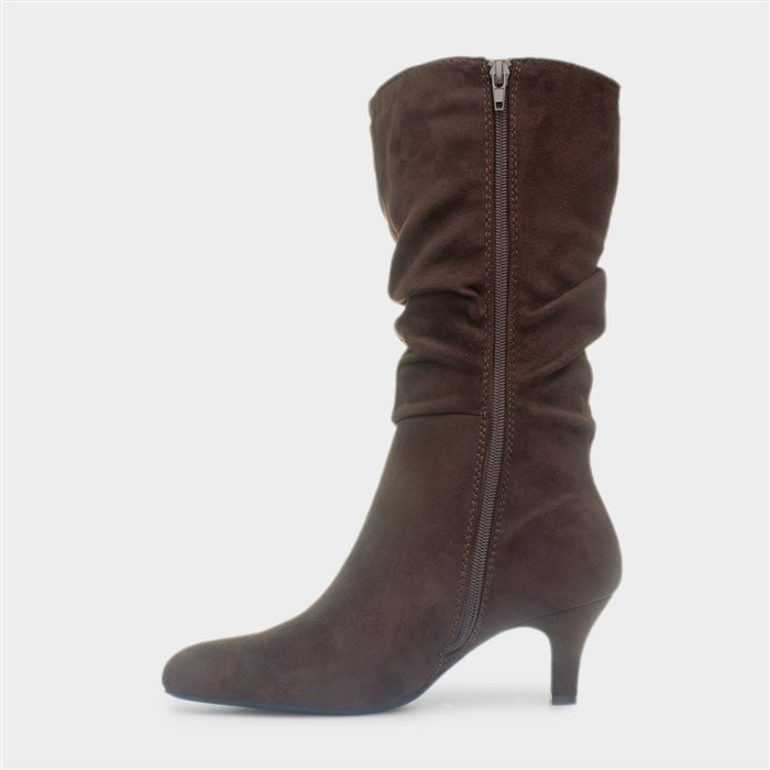 Womens Chocolate Brown Zip Up Slouch Boot
