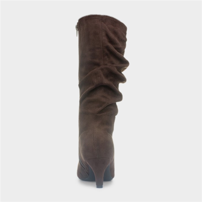 Womens Chocolate Brown Zip Up Slouch Boot