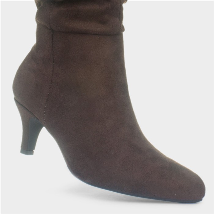 Womens Chocolate Brown Zip Up Slouch Boot