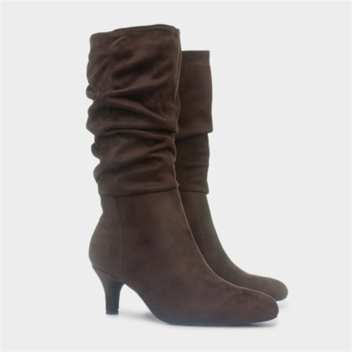 Womens Chocolate Brown Zip Up Slouch Boot