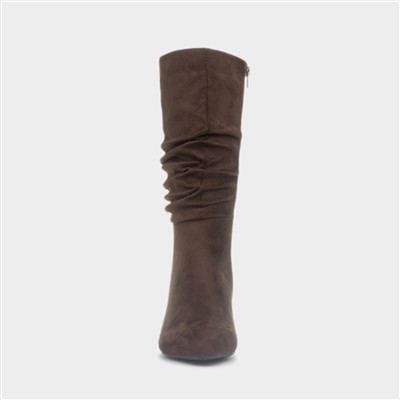 Womens Chocolate Brown Zip Up Slouch Boot
