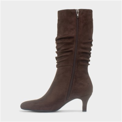 Womens Chocolate Brown Zip Up Slouch Boot