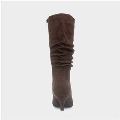 Womens Chocolate Brown Zip Up Slouch Boot