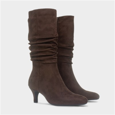 Womens Chocolate Brown Zip Up Slouch Boot