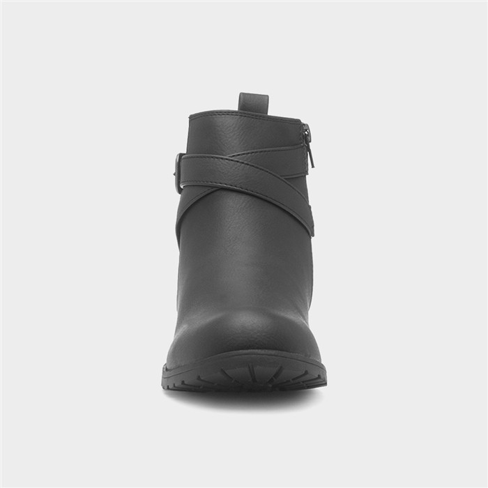 Banley Womens Black Zip Up Ankle Boot