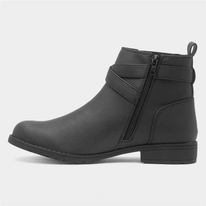 Banley Womens Black Zip Up Ankle Boot