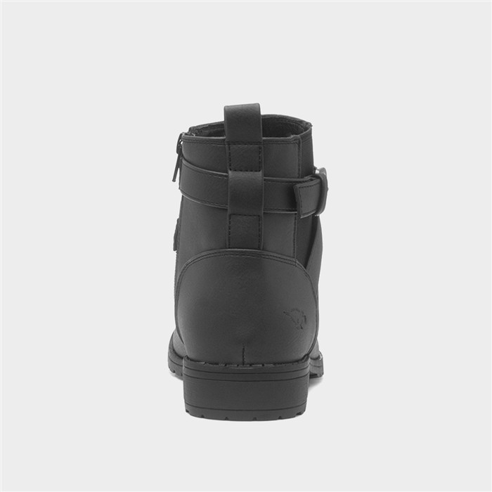 Banley Womens Black Zip Up Ankle Boot
