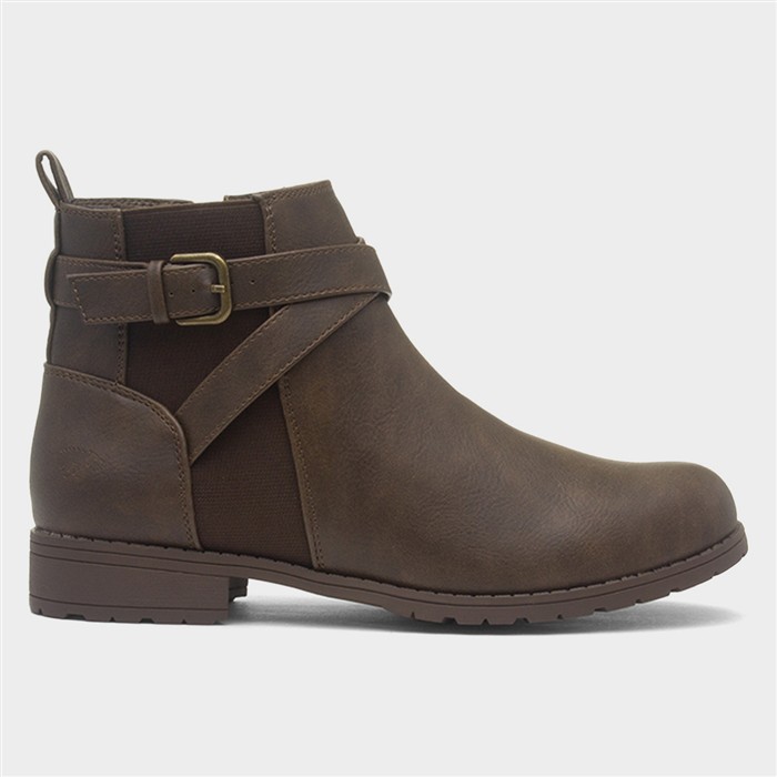 Banley Womens Brown Zip Up Ankle Boot