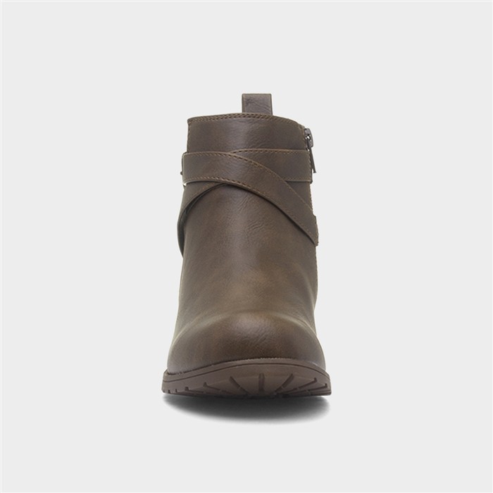 Banley Womens Brown Zip Up Ankle Boot