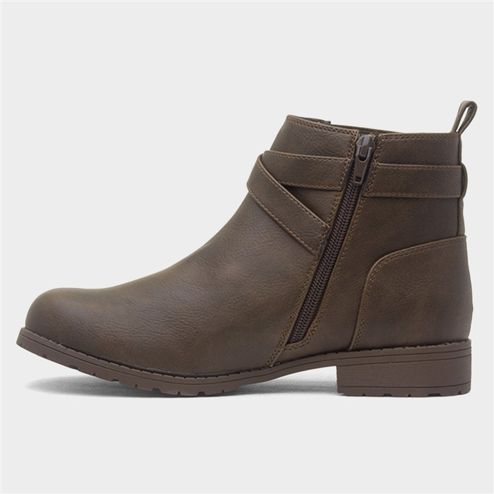 Banley Womens Brown Zip Up Ankle Boot