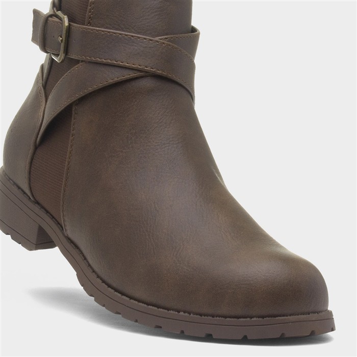 Banley Womens Brown Zip Up Ankle Boot
