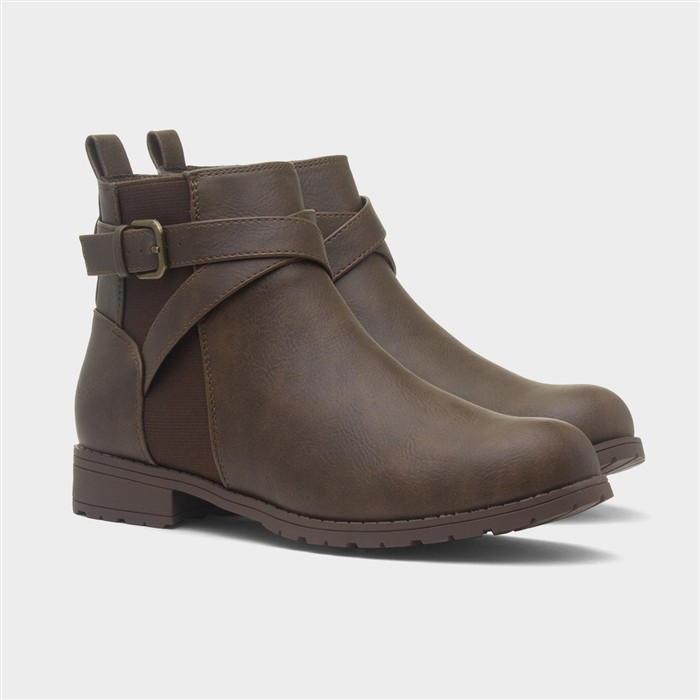 Banley Womens Brown Zip Up Ankle Boot