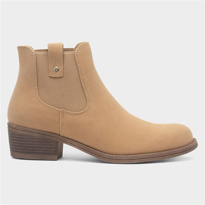 Richie Womens Taupe Heeled Ankle Boot
