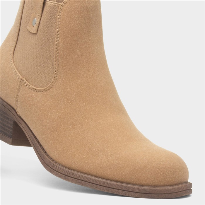 Richie Womens Taupe Heeled Ankle Boot