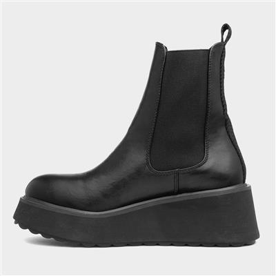 Heyday Womens Black Platform Ankle Boot