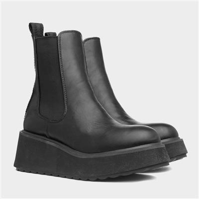 Heyday Womens Black Platform Ankle Boot