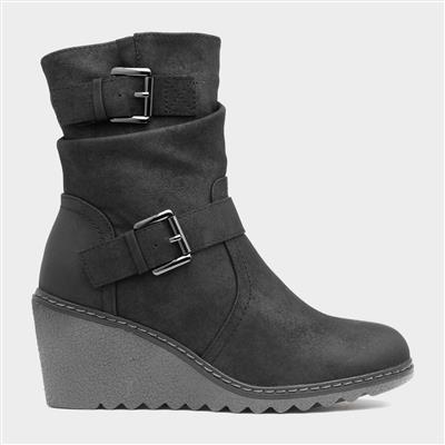 Pheobe Womens Black Wedge Boot