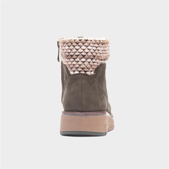 Comb Womens Khaki Lace Up Ankle Boot