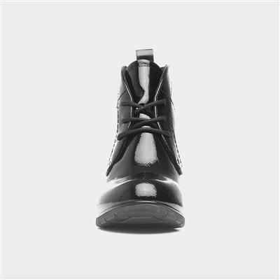 Womens Black Patent Heeled Boot