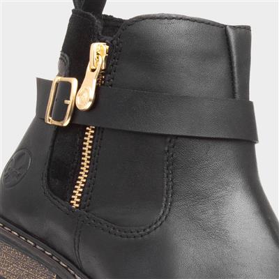 Antistress Womens Black Leather Ankle Boot
