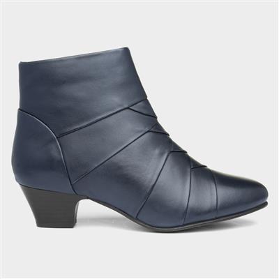 Tara Womens Navy Leather Ankle Boot
