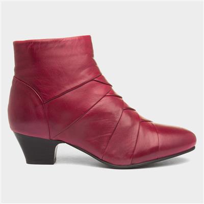 Tara Womens Red Leather Ankle Boot